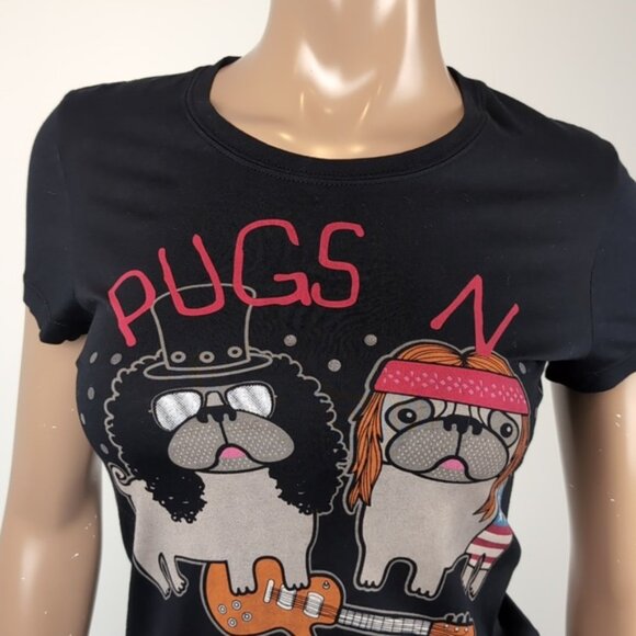 3/$20 David & Goliath Luxury Tee Pugs & Roses Alternative Rock Dog Lover Tshirt - Picture 2 of 10